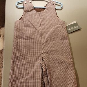 Classic Kids Brown Checkered Overalls
